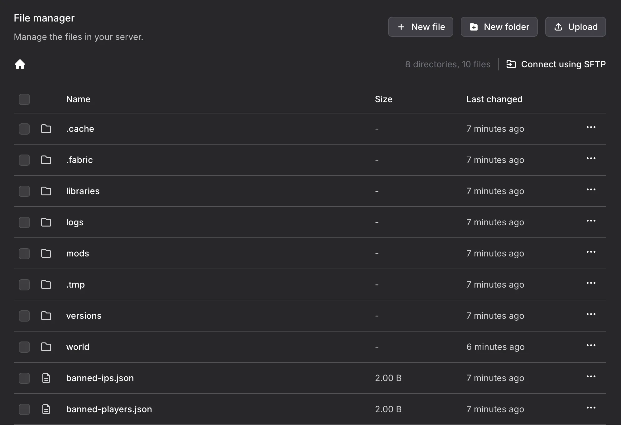 Minecraft server file manager