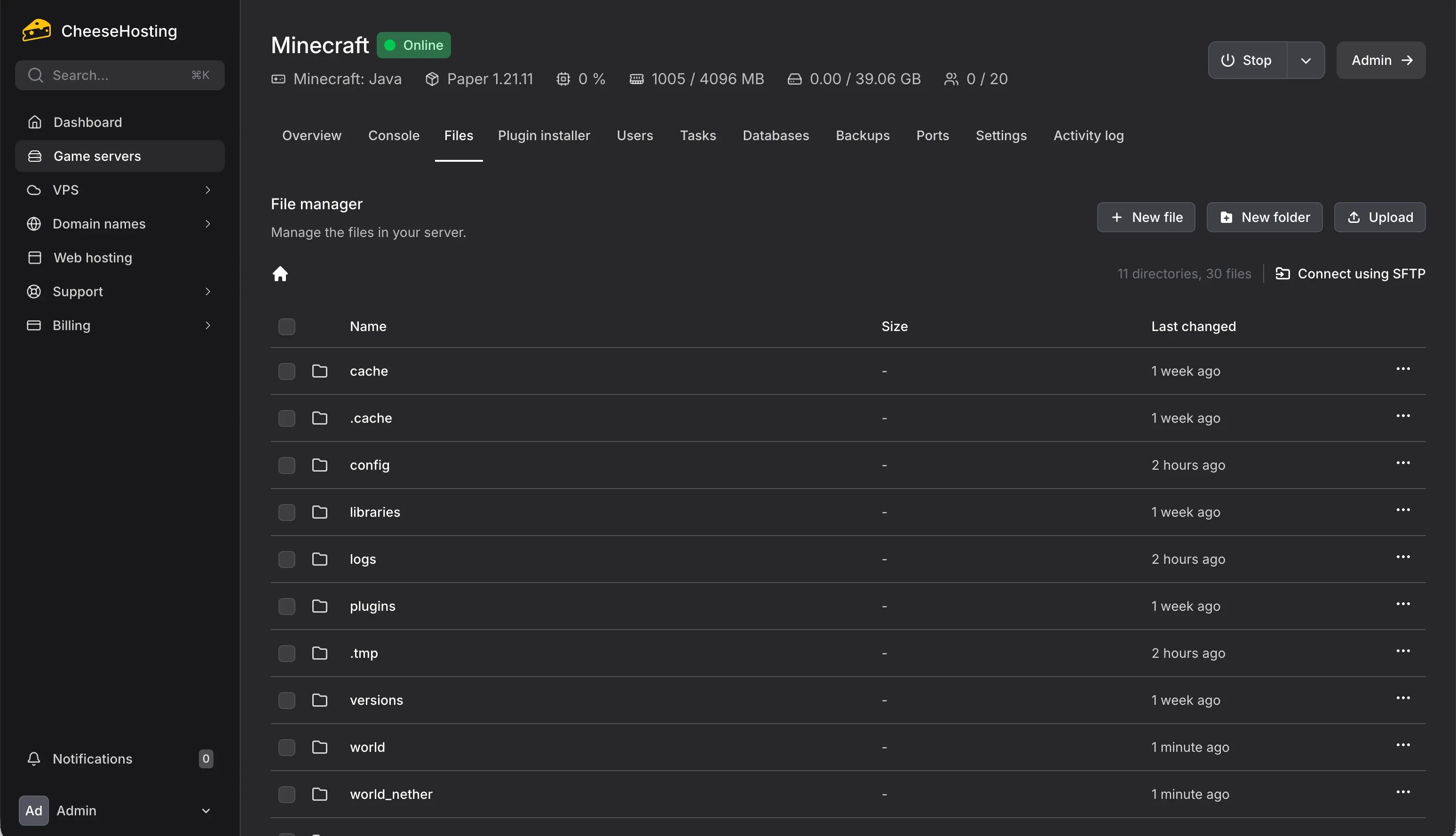 Minecraft server file manager