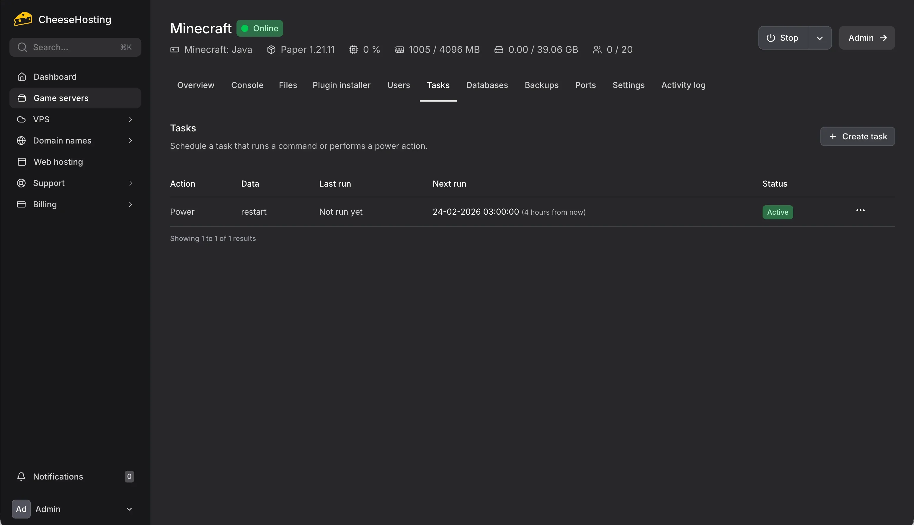 Minecraft server scheduled tasks