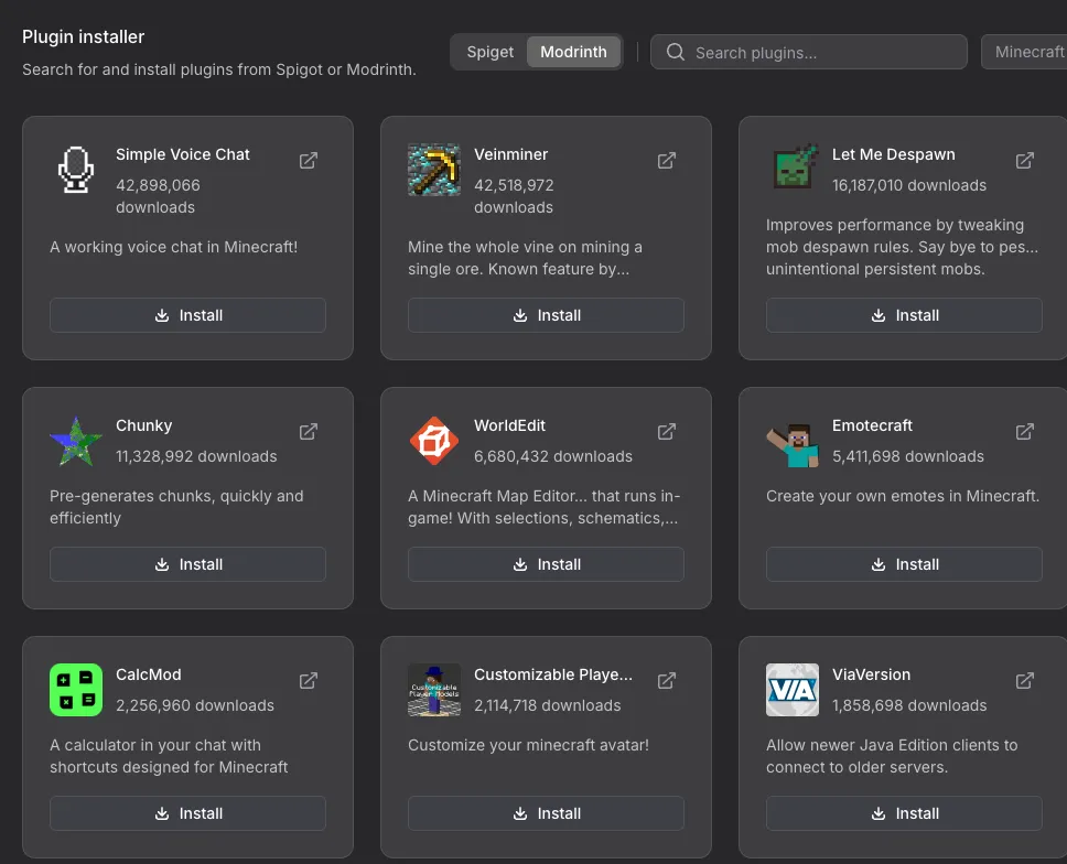 Minecraft plugin installer
