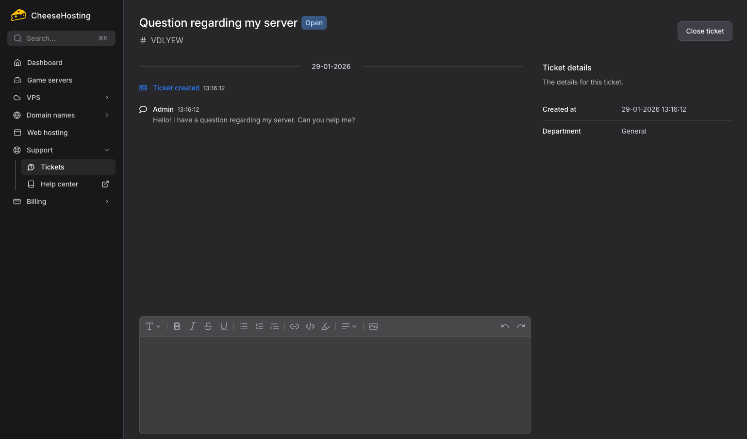 Fantastic support for hosting products