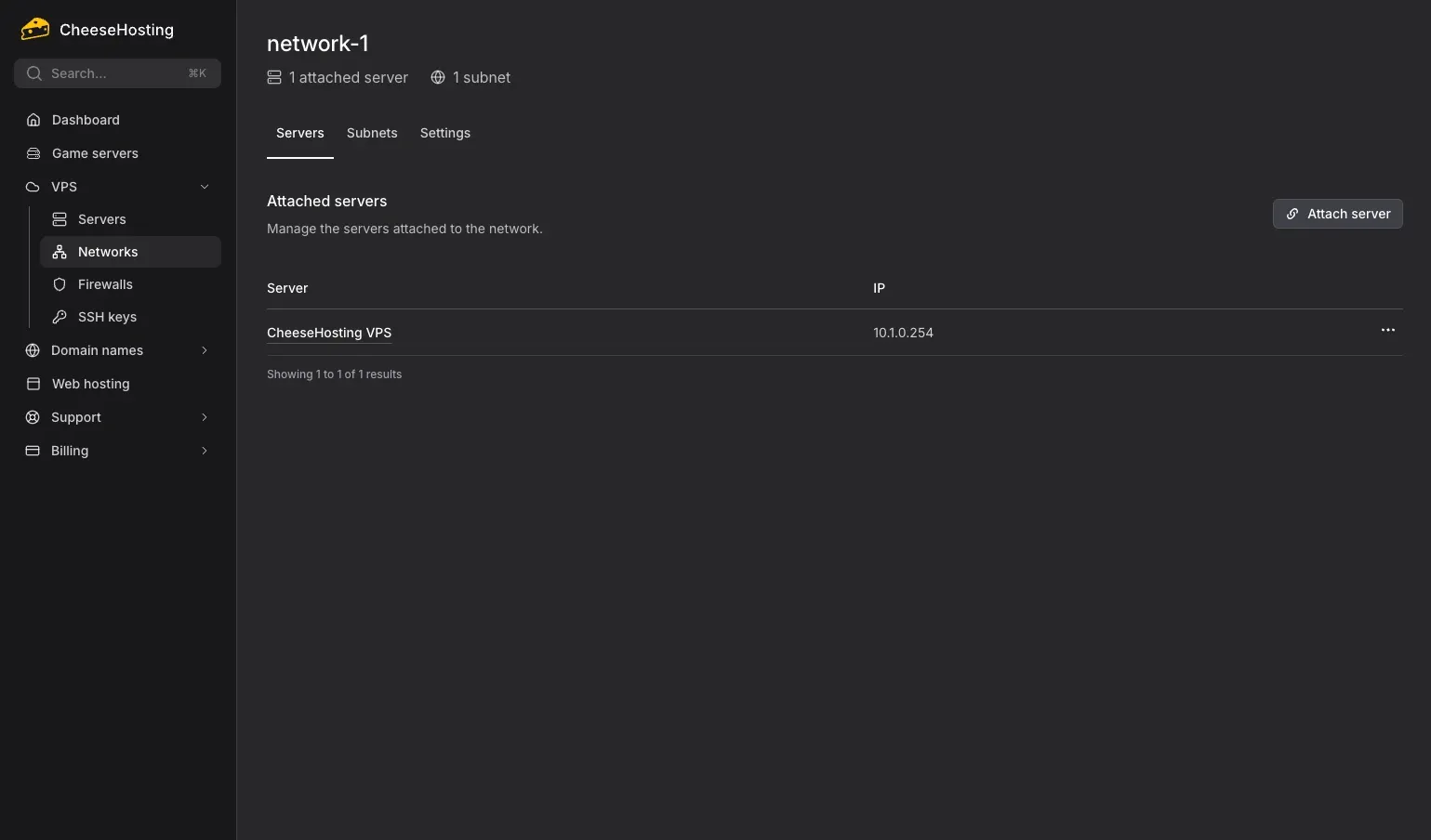 Private networking configuration for a CheeseHosting VPS