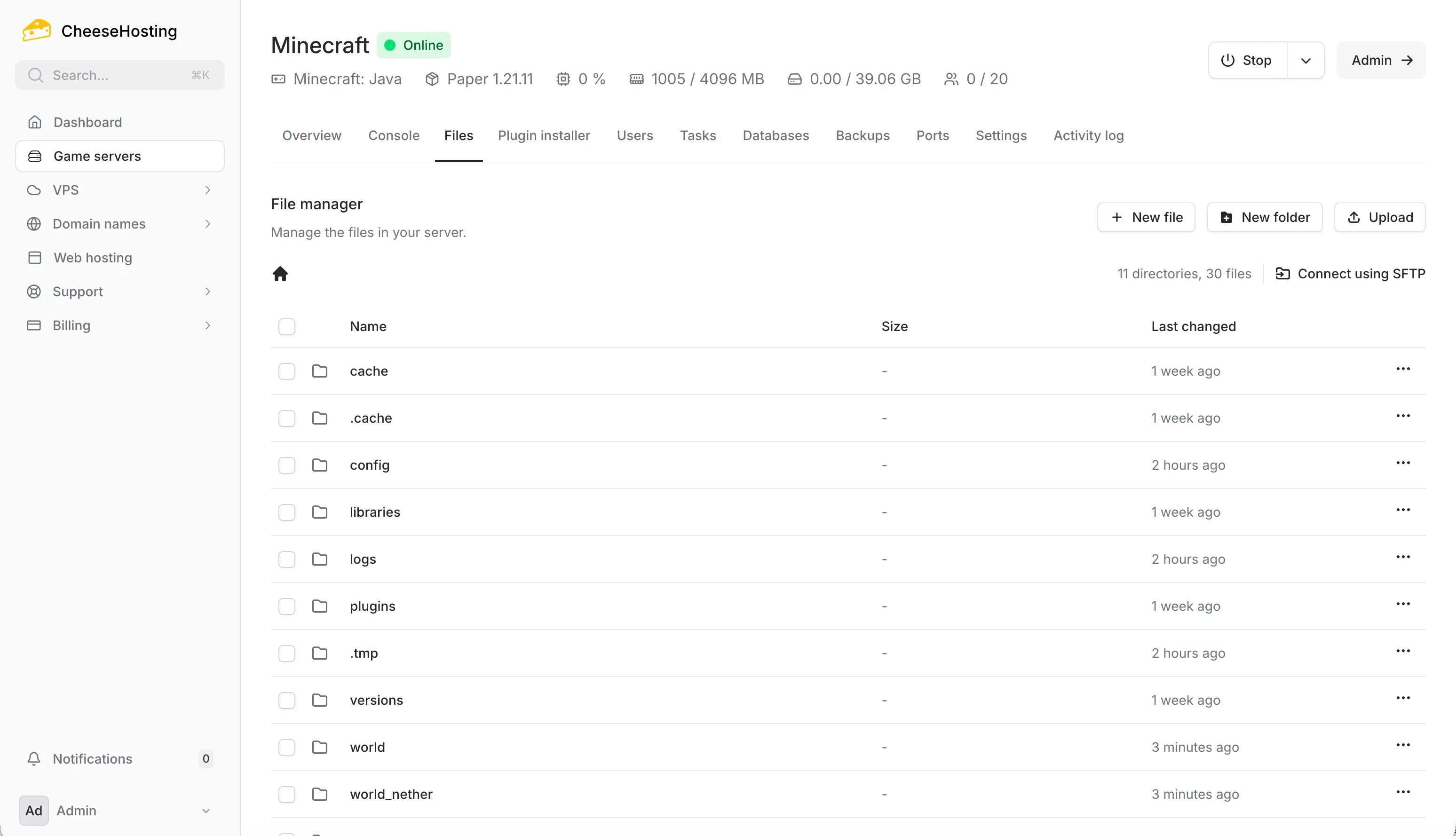 Minecraft server file manager