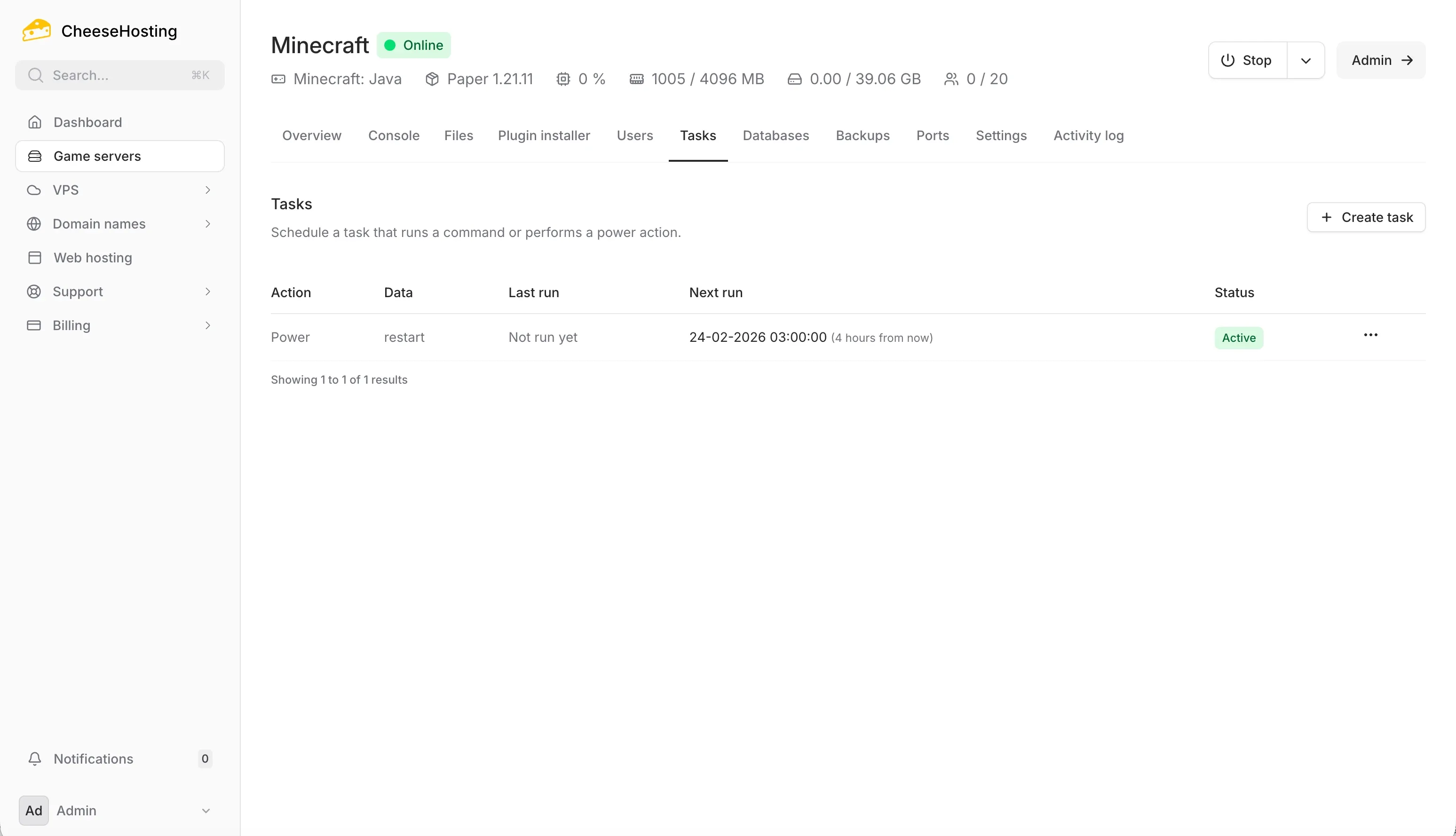Minecraft server scheduled tasks