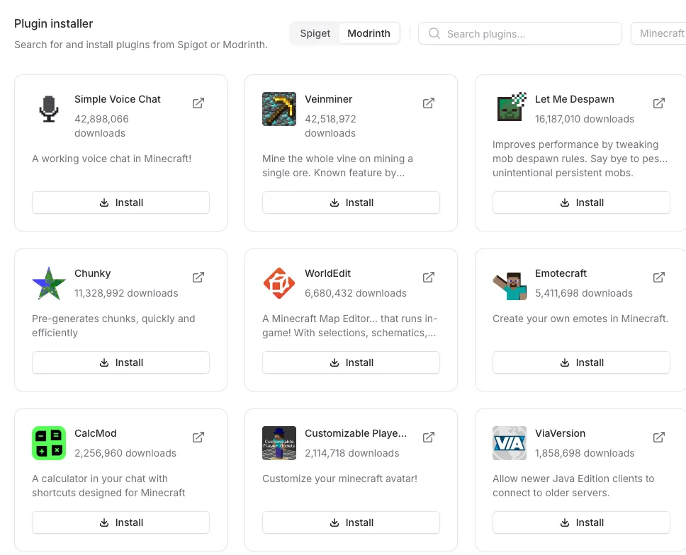Minecraft plugin installer
