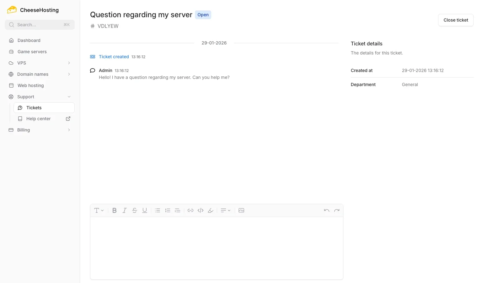 Fantastic support for hosting products