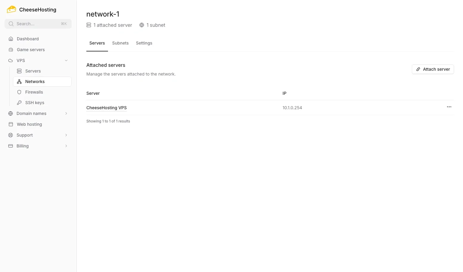 Private networking configuration for a CheeseHosting VPS
