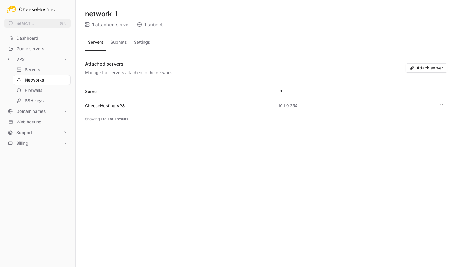 Private networking configuration for a CheeseHosting VPS