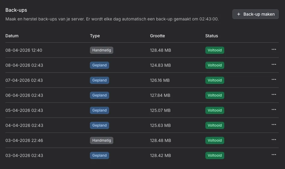 Automatische back-ups Minecraft server