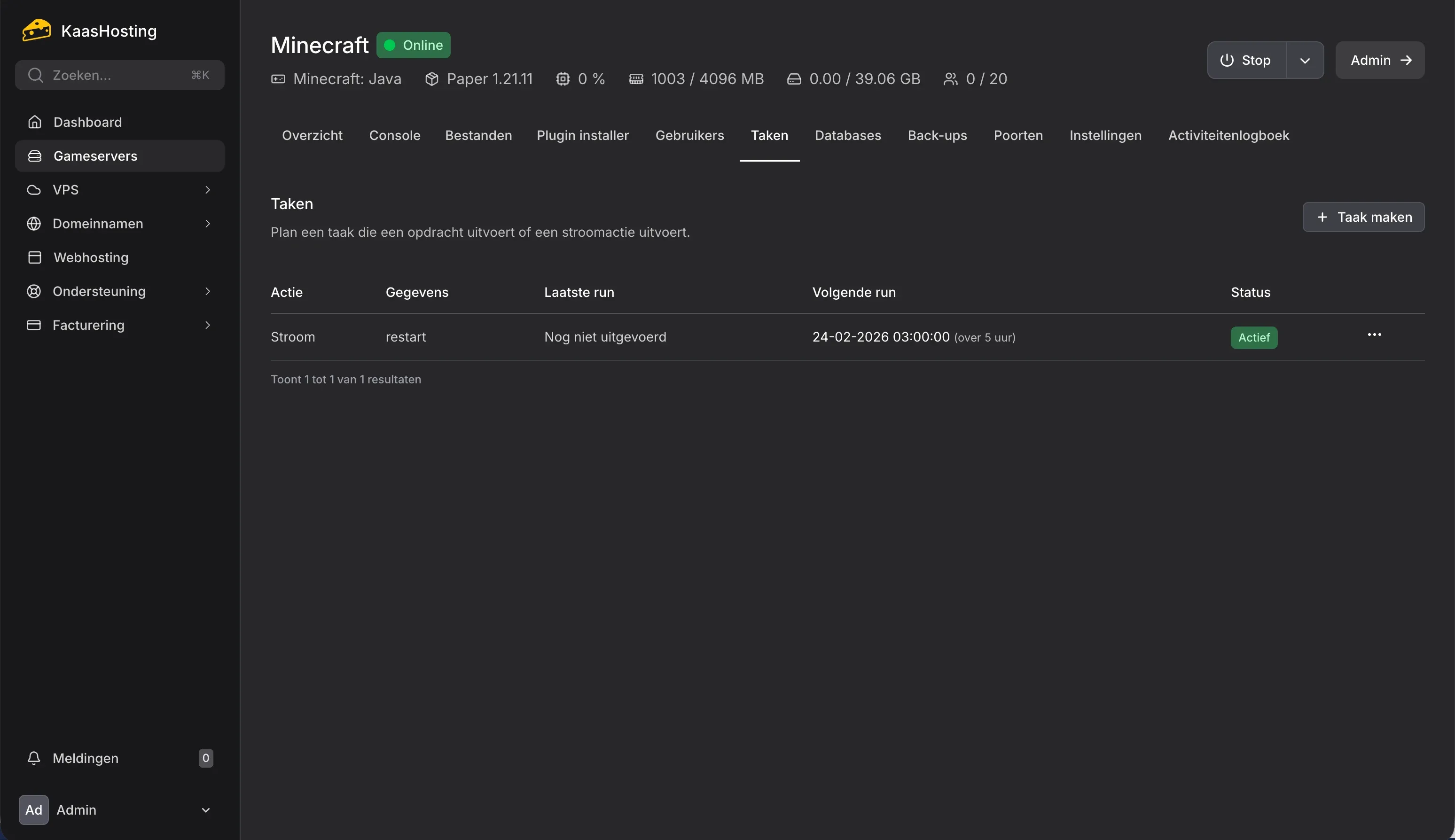 Minecraft server geplande taken