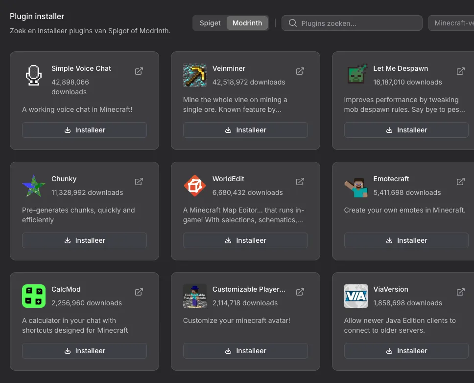Minecraft plugin-installatie