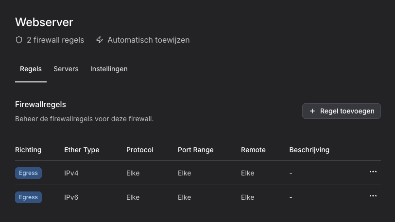 Firewall regels voor VPS