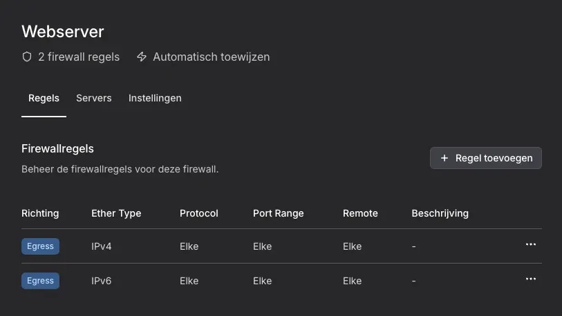 Firewall regels voor VPS