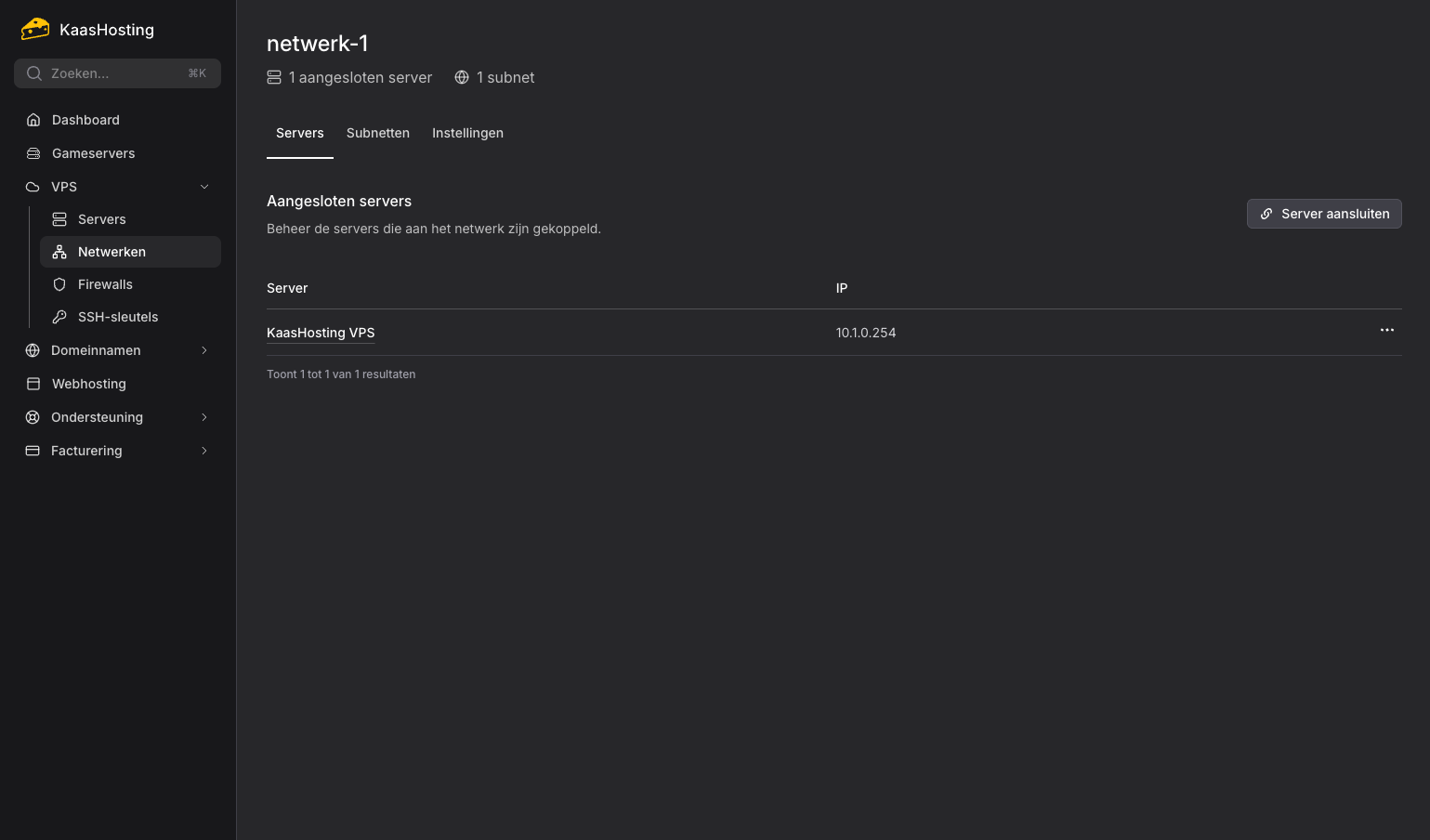 Privénetwerk configuratie voor een KaasHosting VPS