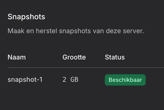 Snapshots van een KaasHosting VPS