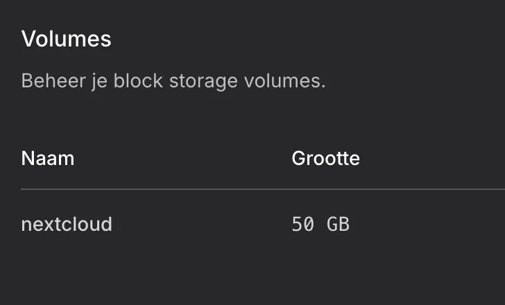Storage volumes voor een KaasHosting VPS