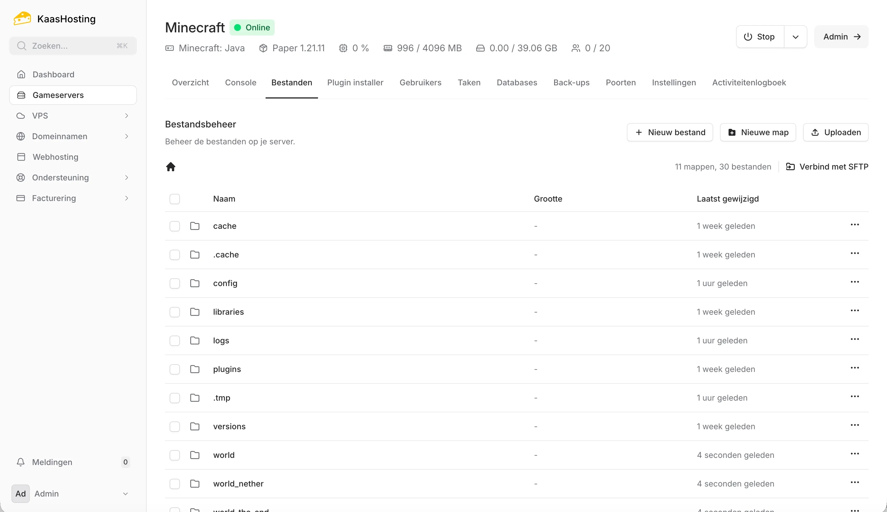 Minecraft server bestandsbeheer
