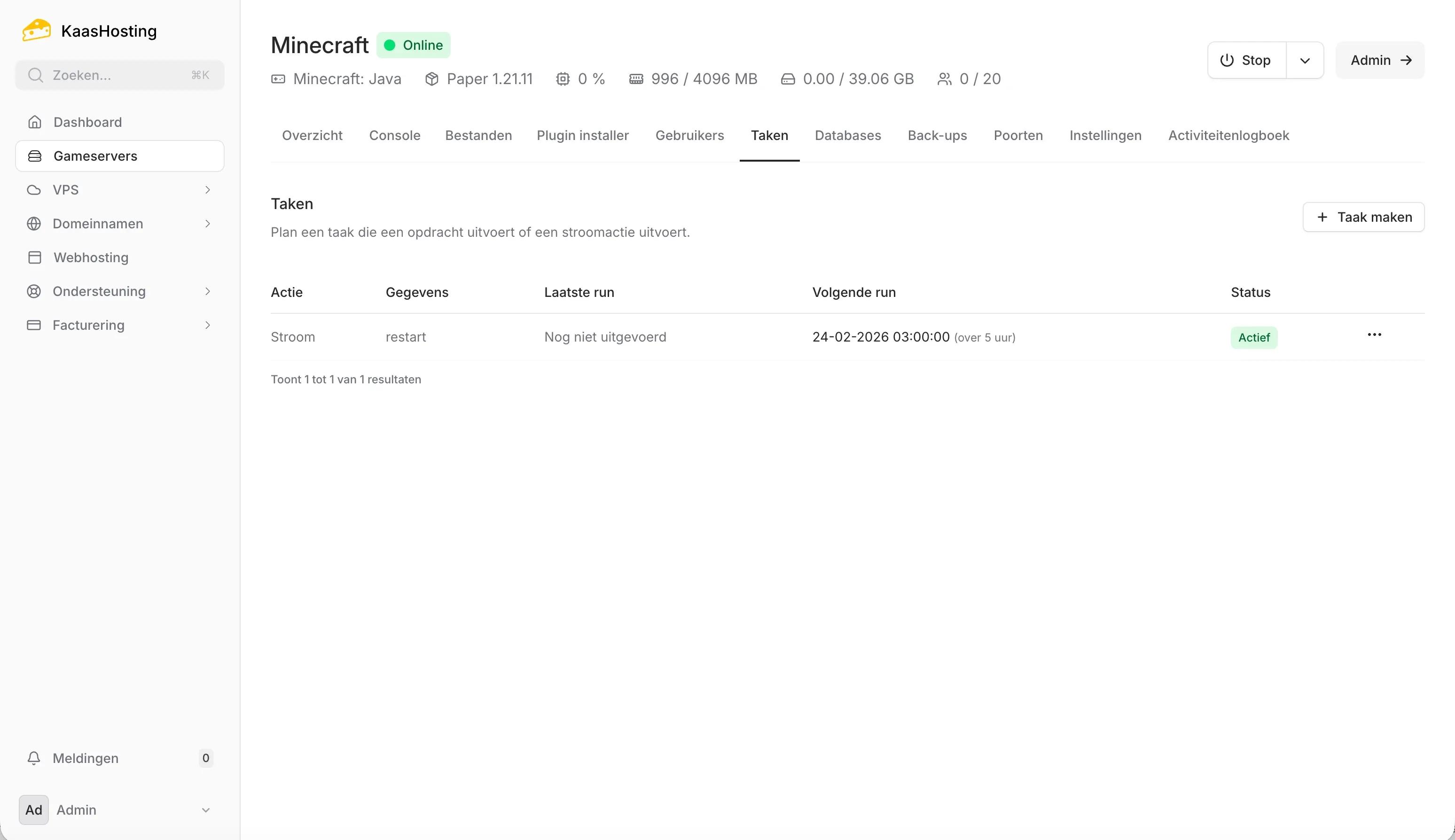 Minecraft server geplande taken