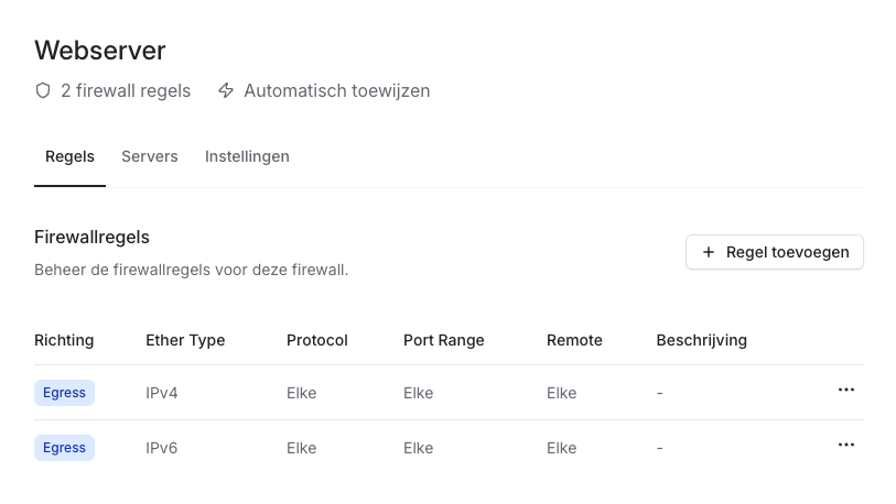 Firewall regels voor VPS