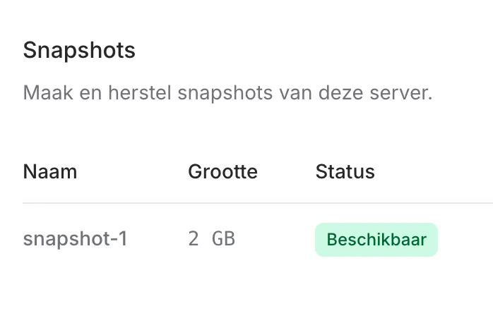 Snapshots van een KaasHosting VPS